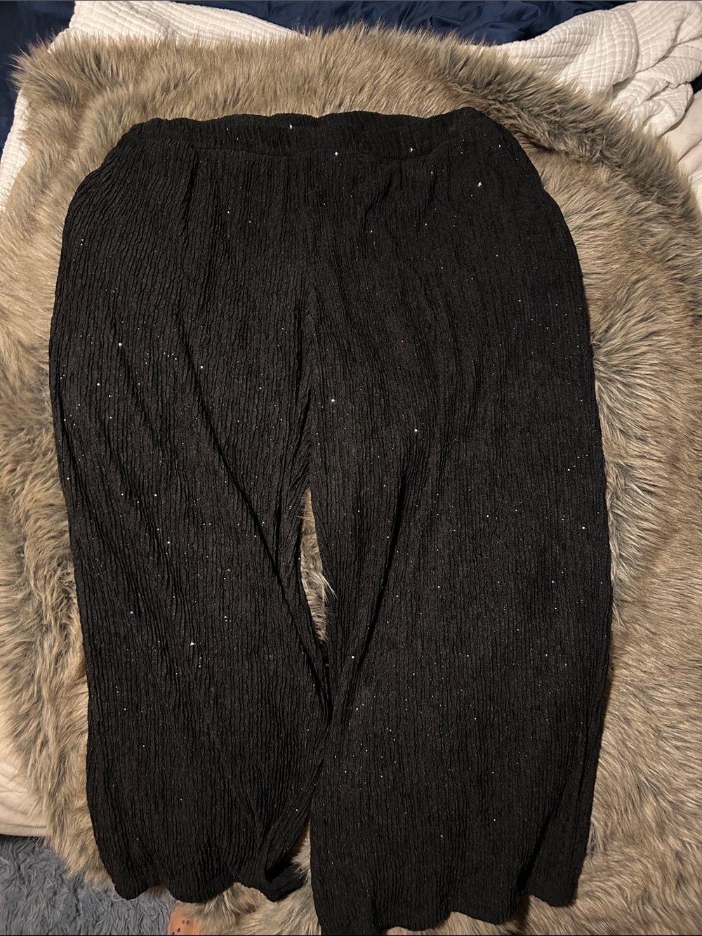 Ava & Viv Black Sparkle Wide-Leg Pants